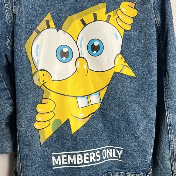 MEMBERS ONLY SpongeBob SquarePants button up denim jacket BNWOT - Picture 9 of 11